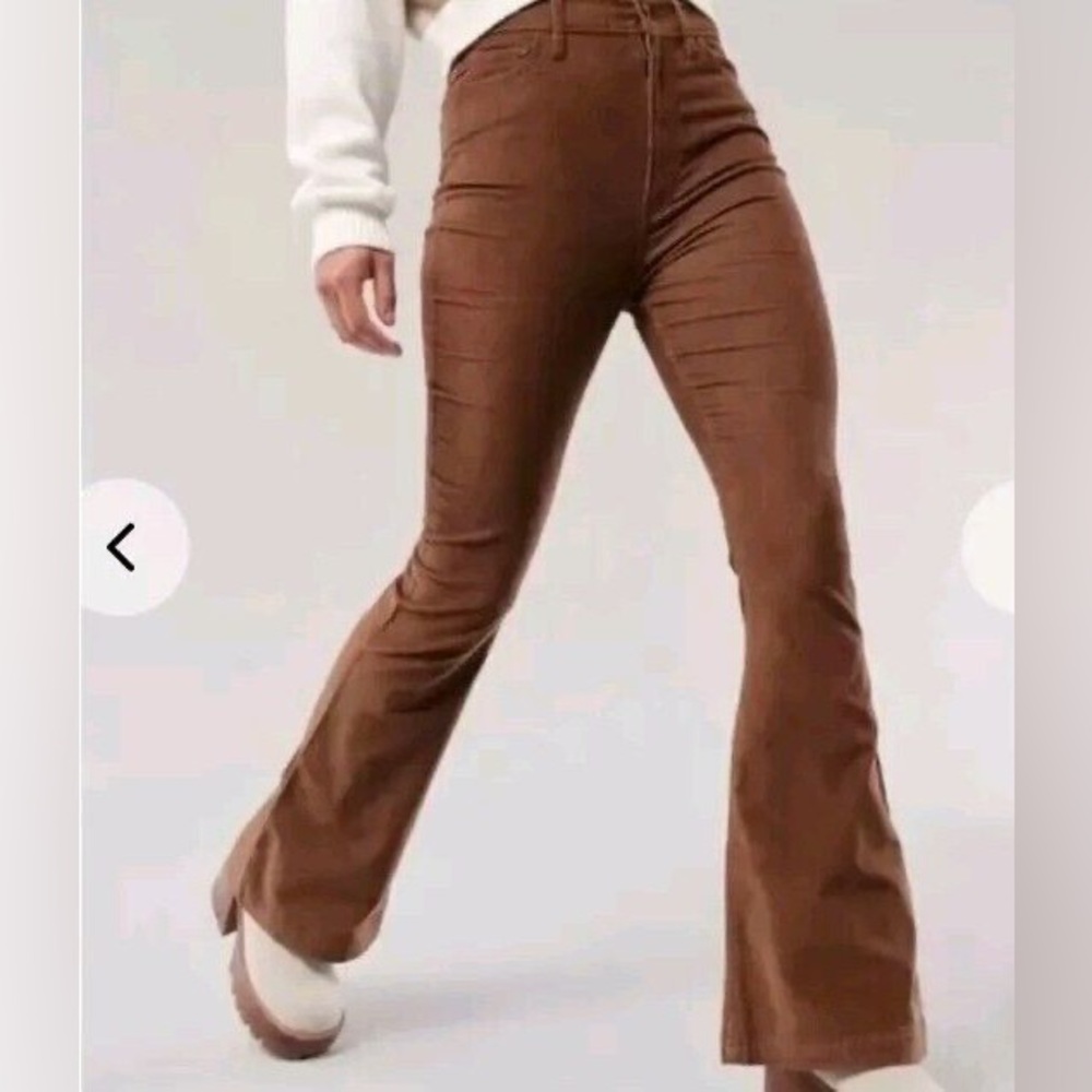 Hollister Brown Corduroy High Rise Flare Pants
